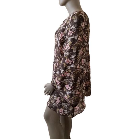Vtg Dress-U-II By Sharon Blouse Womens 3X Plus Brown Pink Floral Asymmetrical - Picture 11 of 16